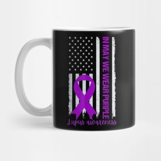 Purple up for lupus awareness US flag Mug